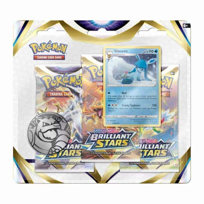 pokemon tcg sword and shield brilliant stars 3 pack booster glaceon