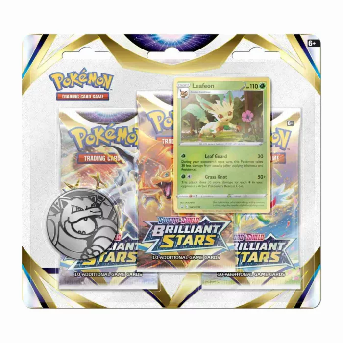 pokemon tcg sword and shield brilliant stars 3 pack booster leafeon