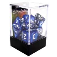Boxed Poly Dice Set - Elemental - Steel and Blue